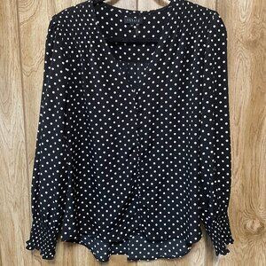 1.State Black & White Polka Dot Blouse Women’s M